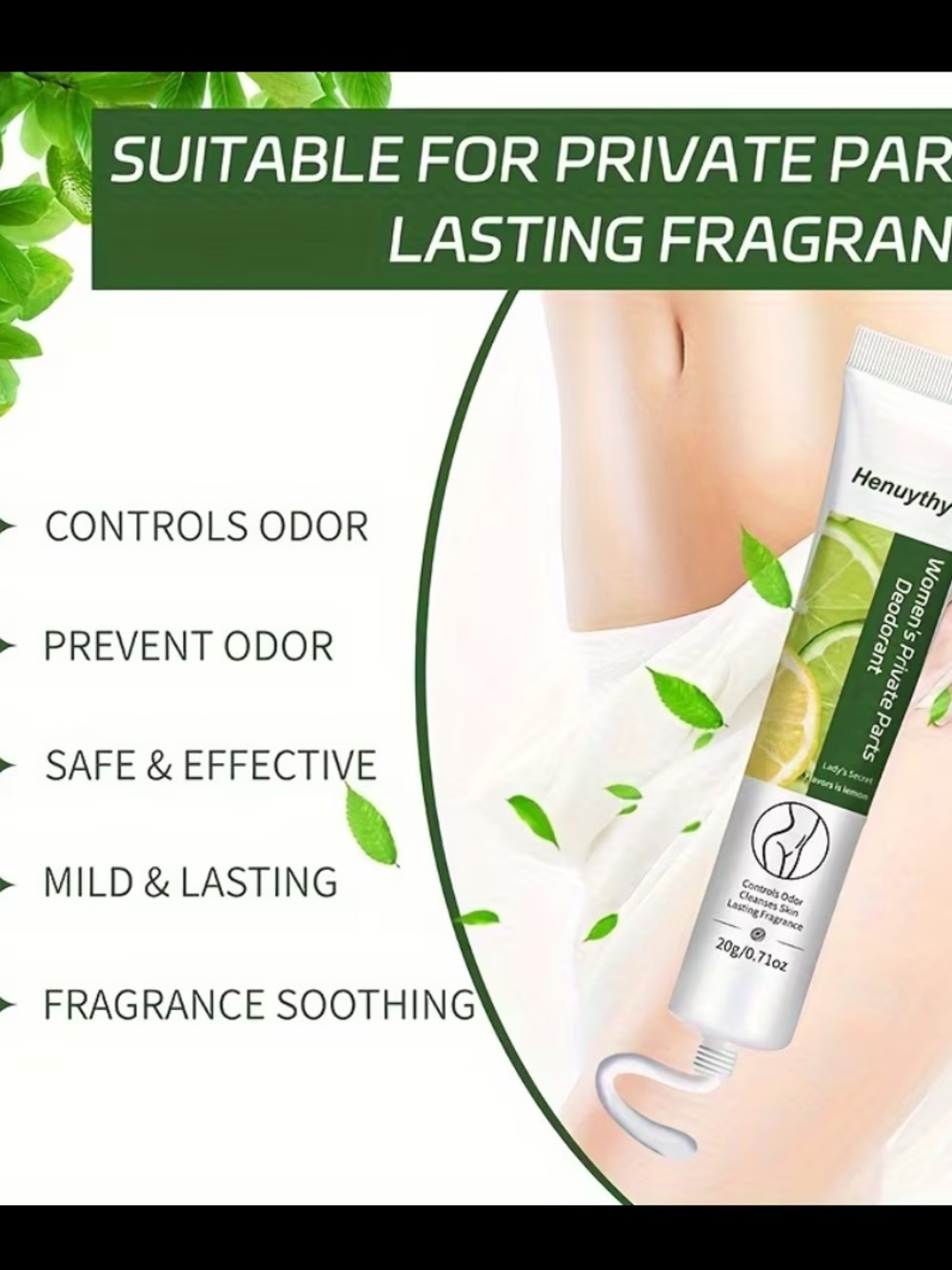 Henuythy Intimate Deodorant Cream - White & Green - Picture 6 of 6